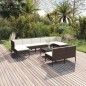 vidaXL Set Divani da Giardino 10 pz con Cuscini in Polyrattan Marrone vidaXL Set Divani da Giardino 10 pz con Cuscini in Polyrattan Marrone