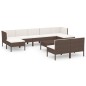 vidaXL Set Divani da Giardino 10 pz con Cuscini in Polyrattan Marrone vidaXL Set Divani da Giardino 10 pz con Cuscini in Polyrattan Marrone