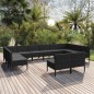 vidaXL Set Divani da Giardino 12 pz con Cuscini in Polyrattan Nero vidaXL Set Divani da Giardino 12 pz con Cuscini in Polyrattan Nero