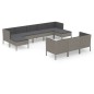 vidaXL Set Divani da Giardino 10 pz con Cuscini in Polyrattan Grigio vidaXL Set Divani da Giardino 10 pz con Cuscini in Polyrattan Grigio
