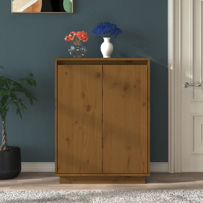 vidaXL Scarpiera Miele 60x35x80 cm in Legno Massello di Pino vidaXL Scarpiera Miele 60x35x80 cm in Legno Massello di Pino