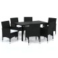 vidaXL Set da Pranzo per Giardino 7 pz con Cuscini Polyrattan Nero vidaXL Set da Pranzo per Giardino 7 pz con Cuscini Polyrattan Nero