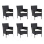 vidaXL Set da Pranzo per Giardino 7 pz con Cuscini Polyrattan Nero vidaXL Set da Pranzo per Giardino 7 pz con Cuscini Polyrattan Nero