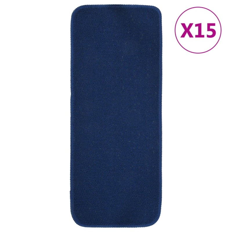 vidaXL Tappetini per Scale 15 pz 60x25cm Blu Antiscivolo Rettangolari vidaXL Tappetini per Scale 15 pz 60x25cm Blu Antiscivolo Rettangolari