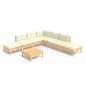vidaXL Set Divani da Giardino 8 pz con Cuscini Crema in Massello di Pino vidaXL Set Divani da Giardino 8 pz con Cuscini Crema in Massello di Pino