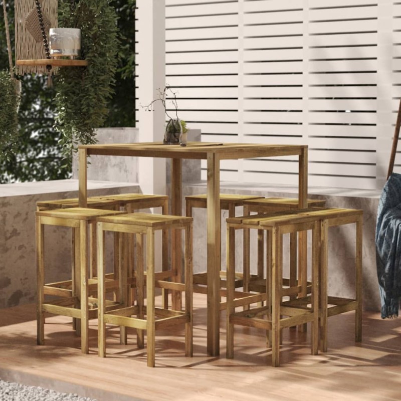 vidaXL Set Bistrò da Giardino 9 pz in Legno di Pino Impregnato vidaXL Set Bistrò da Giardino 9 pz in Legno di Pino Impregnato