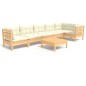 vidaXL Set Divani da Giardino 7 pz con Cuscini Crema in Massello di Pino