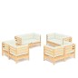 vidaXL Set Divani da Giardino 8 pz con Cuscini Crema Massello di Pino vidaXL Set Divani da Giardino 8 pz con Cuscini Crema Massello di Pino