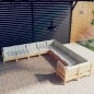 vidaXL Set Divani da Giardino 10 pz con Cuscini Crema Massello di Pino vidaXL Set Divani da Giardino 10 pz con Cuscini Crema Massello di Pino