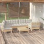 vidaXL Set Divani da Giardino 7 pz con Cuscini Crema in Massello di Pino vidaXL Set Divani da Giardino 7 pz con Cuscini Crema in Massello di Pino