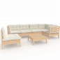 vidaXL Set Divani da Giardino 7 pz con Cuscini Crema in Massello di Pino vidaXL Set Divani da Giardino 7 pz con Cuscini Crema in Massello di Pino