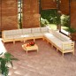 vidaXL Set Divani da Giardino 10 pz con Cuscini Crema Massello di Pino vidaXL Set Divani da Giardino 10 pz con Cuscini Crema Massello di Pino