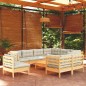 vidaXL Set Divani da Giardino 10 pz con Cuscini Crema Massello di Pino