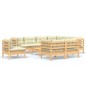 vidaXL Set Divani da Giardino 10 pz con Cuscini Crema Massello di Pino