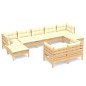 vidaXL Set Divani da Giardino 9 pz con Cuscini Crema Massello di Pino vidaXL Set Divani da Giardino 9 pz con Cuscini Crema Massello di Pino
