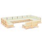 vidaXL Set Divani da Giardino 12 pz con Cuscini Crema Massello di Pino vidaXL Set Divani da Giardino 12 pz con Cuscini Crema Massello di Pino