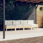vidaXL Divano da Giardino a 4 Posti con Cuscini Crema Massello di Pino vidaXL Divano da Giardino a 4 Posti con Cuscini Crema Massello di Pino