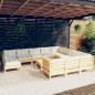 vidaXL Set Divani da Giardino 12 pz con Cuscini Crema Massello di Pino vidaXL Set Divani da Giardino 12 pz con Cuscini Crema Massello di Pino