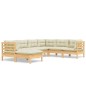 vidaXL Set Divani da Giardino 7 pz con Cuscini Crema in Massello di Pino vidaXL Set Divani da Giardino 7 pz con Cuscini Crema in Massello di Pino