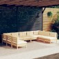 vidaXL Set Divani da Giardino 9 pz con Cuscini Crema Massello di Pino vidaXL Set Divani da Giardino 9 pz con Cuscini Crema Massello di Pino
