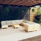 vidaXL Set Divani da Giardino 12 pz con Cuscini Crema Massello di Pino vidaXL Set Divani da Giardino 12 pz con Cuscini Crema Massello di Pino