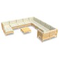 vidaXL Set Divani da Giardino 12 pz con Cuscini Crema Massello di Pino vidaXL Set Divani da Giardino 12 pz con Cuscini Crema Massello di Pino