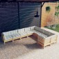 vidaXL Set Divani da Giardino 9 pz con Cuscini Crema in Massello di Pino vidaXL Set Divani da Giardino 9 pz con Cuscini Crema in Massello di Pino