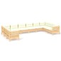 vidaXL Set Divani da Giardino 10 pz con Cuscini Crema Massello di Pino vidaXL Set Divani da Giardino 10 pz con Cuscini Crema Massello di Pino