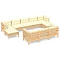 vidaXL Set Divani da Giardino 10 pz con Cuscini Crema Massello di Pino vidaXL Set Divani da Giardino 10 pz con Cuscini Crema Massello di Pino