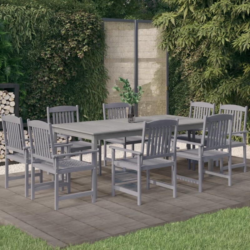 vidaXL Set da Pranzo da Giardino 9 pz Legno Massello di Acacia Grigio vidaXL Set da Pranzo da Giardino 9 pz Legno Massello di Acacia Grigio
