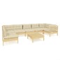 vidaXL Set Divani da Giardino 8 pz con Cuscini Crema in Massello di Pino vidaXL Set Divani da Giardino 8 pz con Cuscini Crema in Massello di Pino