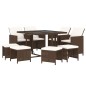 vidaXL Set da Pranzo per Giardino 9 pz con Cuscini Polyrattan Marrone vidaXL Set da Pranzo per Giardino 9 pz con Cuscini Polyrattan Marrone