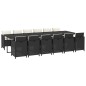 vidaXL Set da Pranzo per Giardino 13 pz con Cuscini in Polyrattan Nero