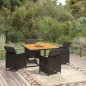 vidaXL Set da Pranzo per Giardino 5pz con Cuscini in Polyrattan Nero vidaXL Set da Pranzo per Giardino 5pz con Cuscini in Polyrattan Nero