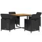 vidaXL Set da Pranzo per Giardino 5pz con Cuscini in Polyrattan Nero vidaXL Set da Pranzo per Giardino 5pz con Cuscini in Polyrattan Nero
