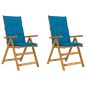 Sedie da Giardino Reclinabili 2 pz con Cuscini Massello Acacia Sedie da Giardino Reclinabili 2 pz con Cuscini Massello Acacia