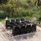 vidaXL Set da Pranzo per Giardino 9 pz con Cuscini in Polyrattan Nero vidaXL Set da Pranzo per Giardino 9 pz con Cuscini in Polyrattan Nero