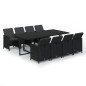 vidaXL Set da Pranzo per Giardino 9 pz con Cuscini in Polyrattan Nero vidaXL Set da Pranzo per Giardino 9 pz con Cuscini in Polyrattan Nero