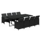 vidaXL Set da Pranzo per Giardino 9 pz con Cuscini in Polyrattan Nero vidaXL Set da Pranzo per Giardino 9 pz con Cuscini in Polyrattan Nero