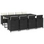 vidaXL Set da Pranzo per Giardino 9 pz con Cuscini in Polyrattan Nero vidaXL Set da Pranzo per Giardino 9 pz con Cuscini in Polyrattan Nero