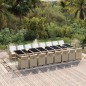 vidaXL Set da Pranzo per Giardino 17pz con Cuscini in Polyrattan Beige vidaXL Set da Pranzo per Giardino 17pz con Cuscini in Polyrattan Beige