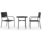vidaXL Set Mobili da Pranzo per Giardino 3 pz Polyrattan Nero vidaXL Set Mobili da Pranzo per Giardino 3 pz Polyrattan Nero