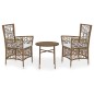 vidaXL Set Mobili da Pranzo per Giardino 3 pz in Polyrattan Marrone vidaXL Set Mobili da Pranzo per Giardino 3 pz in Polyrattan Marrone