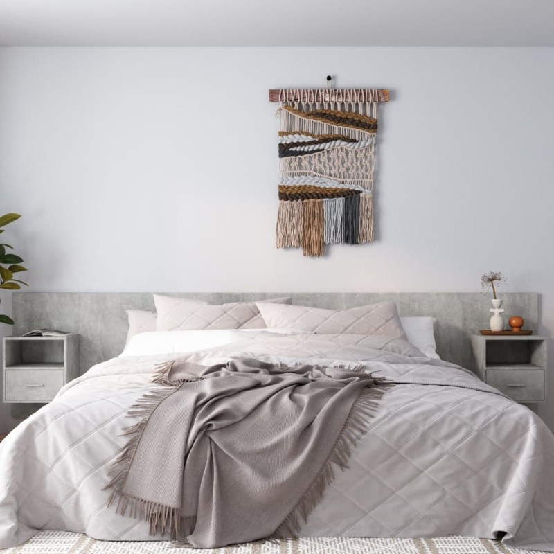 Testiera Letto con Comodini in Legno Multistrato Grigio Cemento Testiera Letto con Comodini in Legno Multistrato Grigio Cemento