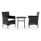 vidaXL Set Mobili da Pranzo per Giardino 3 pz Polyrattan Nero