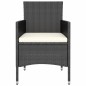 vidaXL Set Mobili da Pranzo per Giardino 3 pz Polyrattan Nero