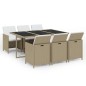 vidaXL Set da Pranzo per Giardino 7pz con Cuscini in Polyrattan Beige vidaXL Set da Pranzo per Giardino 7pz con Cuscini in Polyrattan Beige