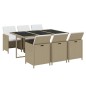 vidaXL Set da Pranzo per Giardino 7pz con Cuscini in Polyrattan Beige vidaXL Set da Pranzo per Giardino 7pz con Cuscini in Polyrattan Beige