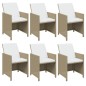 vidaXL Set da Pranzo per Giardino 7pz con Cuscini in Polyrattan Beige vidaXL Set da Pranzo per Giardino 7pz con Cuscini in Polyrattan Beige