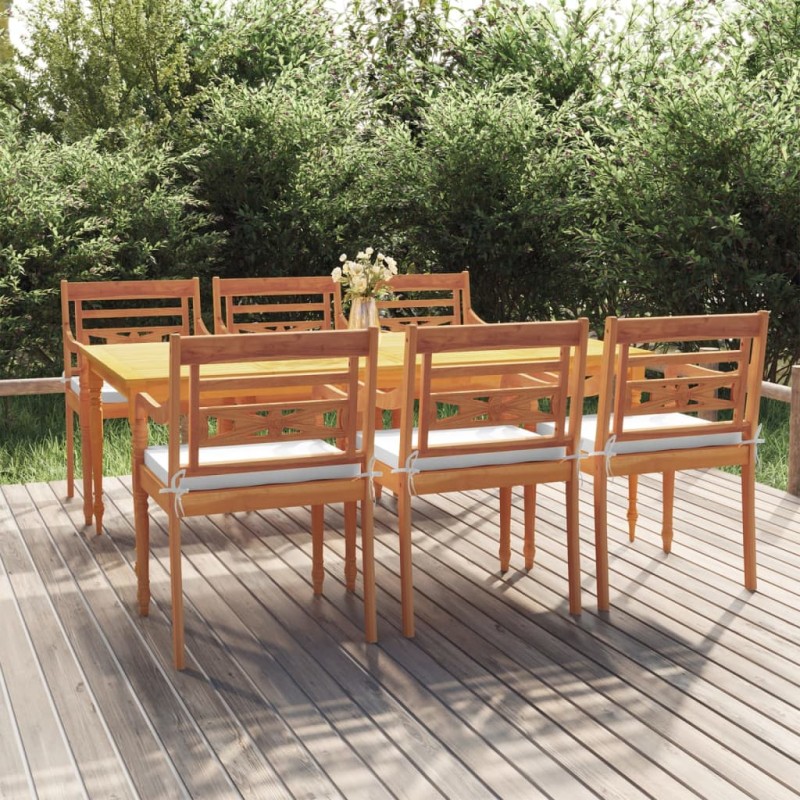 vidaXL Set da Pranzo Giardino 7pz con Cuscini Legno Massello di Teak vidaXL Set da Pranzo Giardino 7pz con Cuscini Legno Massello di Teak